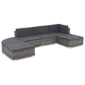 Set de muebles de jardín 6 pzas y cojines ratán sintético gris