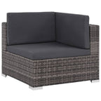 Set de muebles de jardín 6 pzas y cojines ratán sintético gris