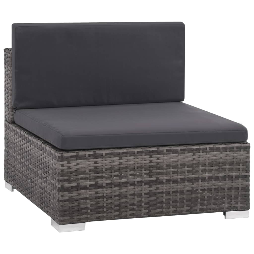 Set de muebles de jardín 6 pzas y cojines ratán sintético gris