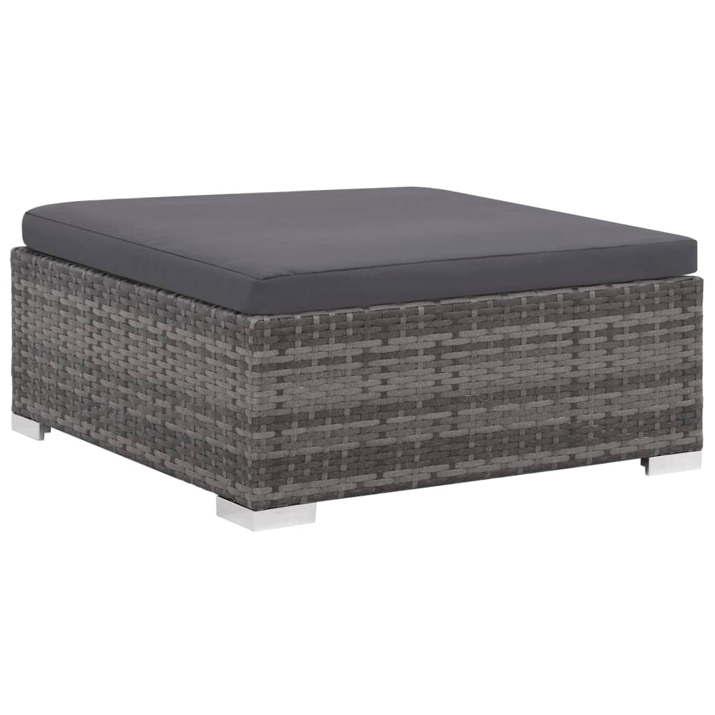 Set de muebles de jardín 6 pzas y cojines ratán sintético gris