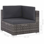 Set de muebles de jardín 6 pzas y cojines ratán sintético gris