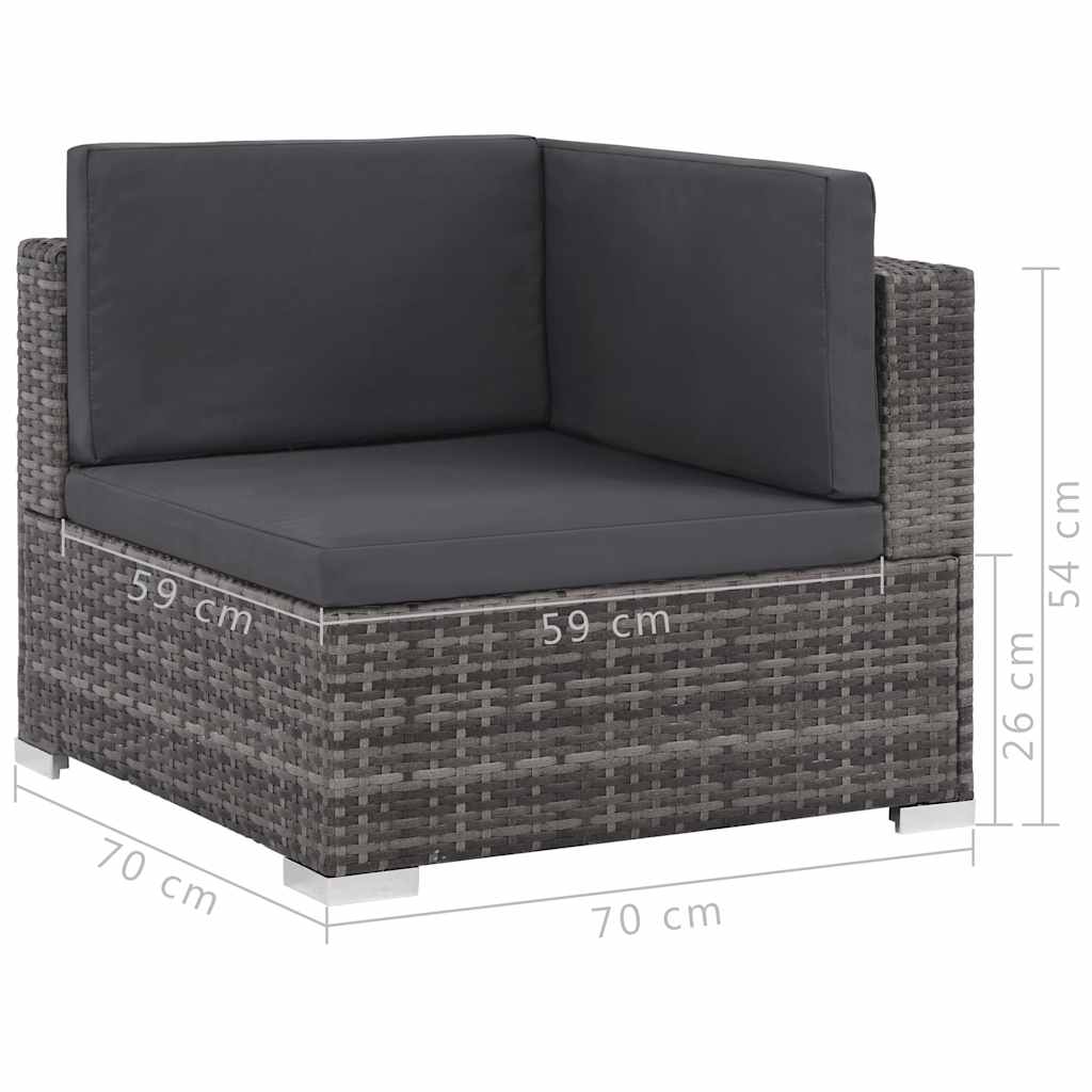 Set de muebles de jardín 6 pzas y cojines ratán sintético gris
