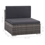 Set de muebles de jardín 6 pzas y cojines ratán sintético gris