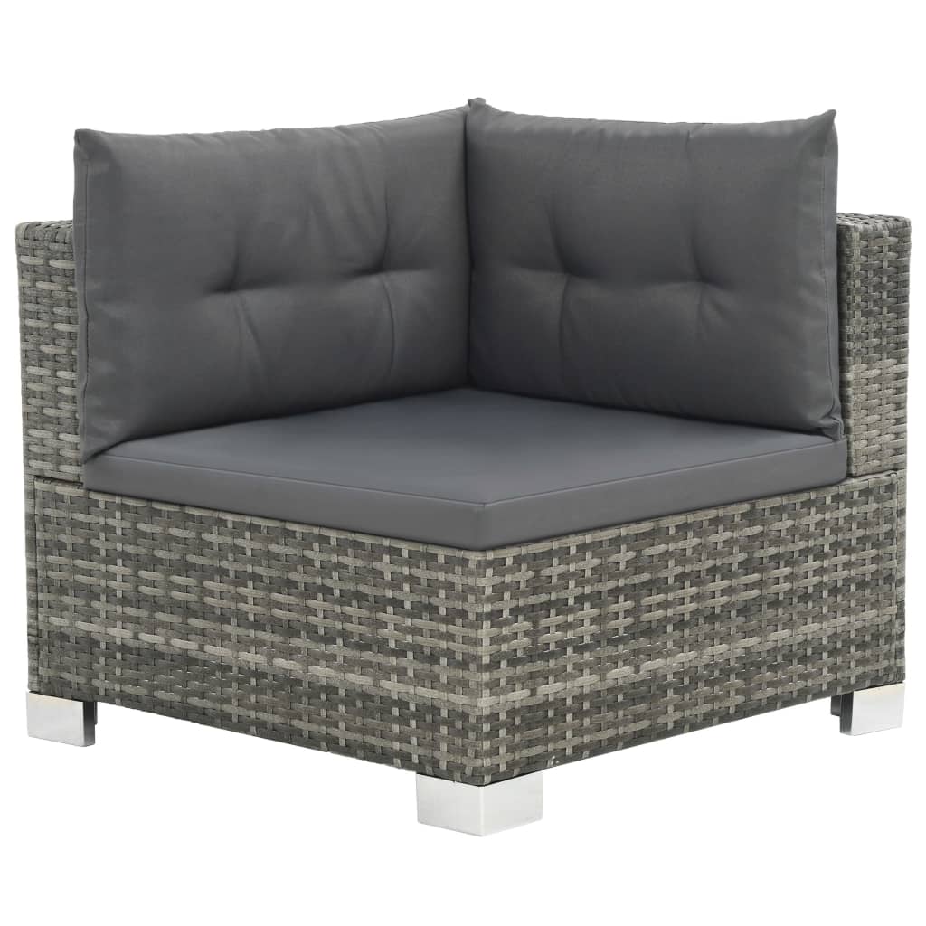 Set de muebles de jardín 10 pzas y cojines ratán sintético gris