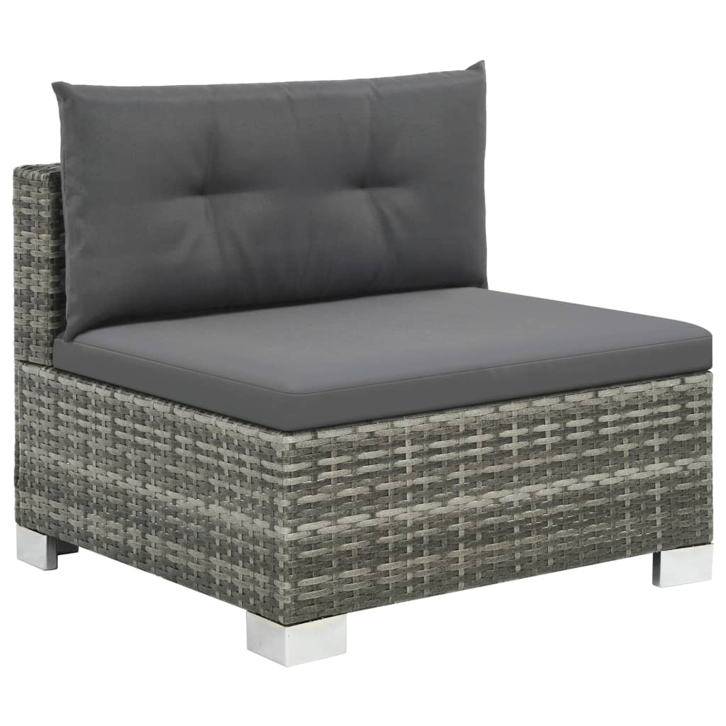 Set de muebles de jardín 10 pzas y cojines ratán sintético gris