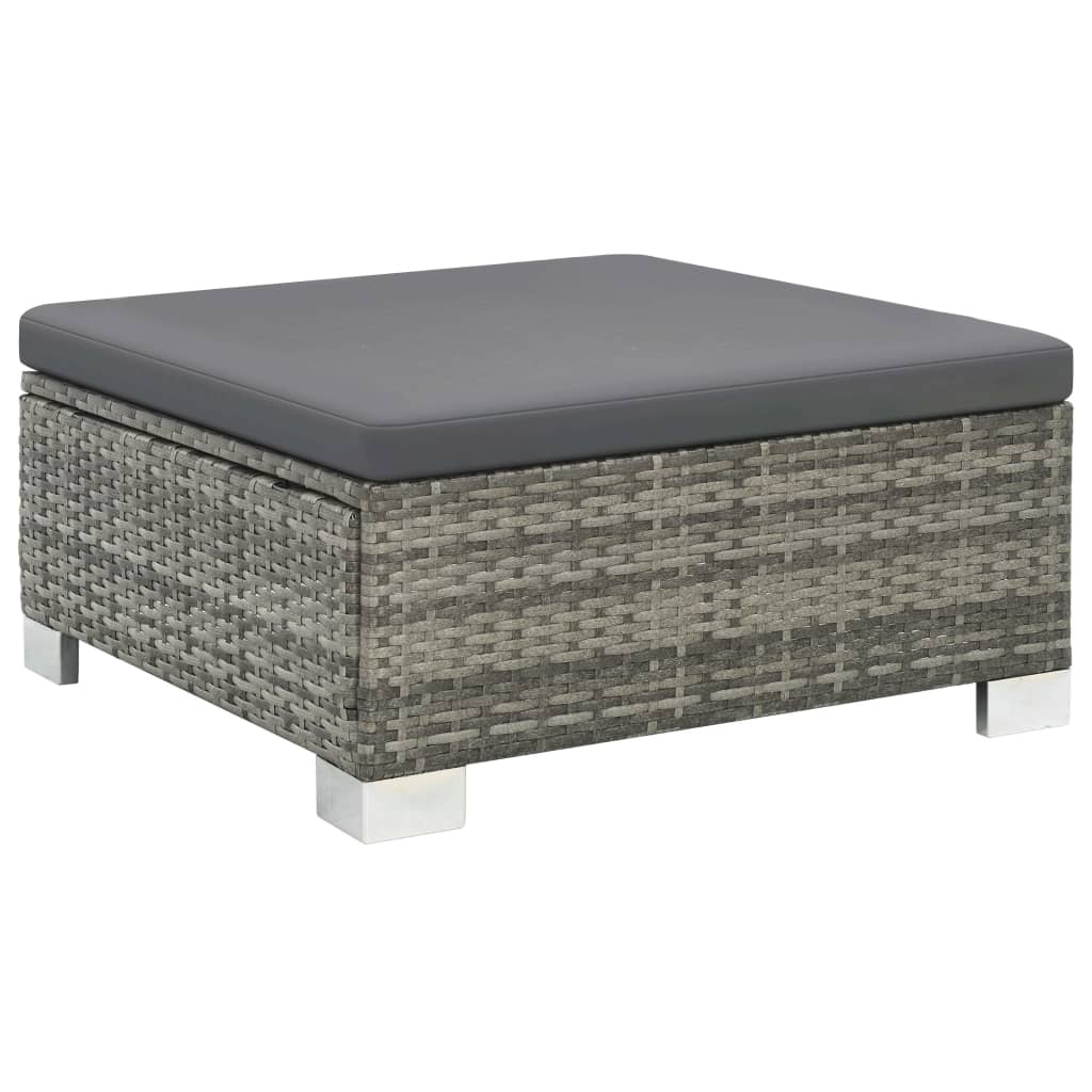 Set de muebles de jardín 10 pzas y cojines ratán sintético gris