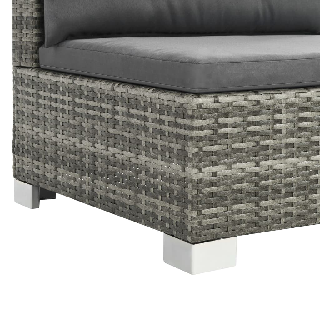 Set de muebles de jardín 10 pzas y cojines ratán sintético gris