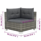 Set de muebles de jardín 10 pzas y cojines ratán sintético gris