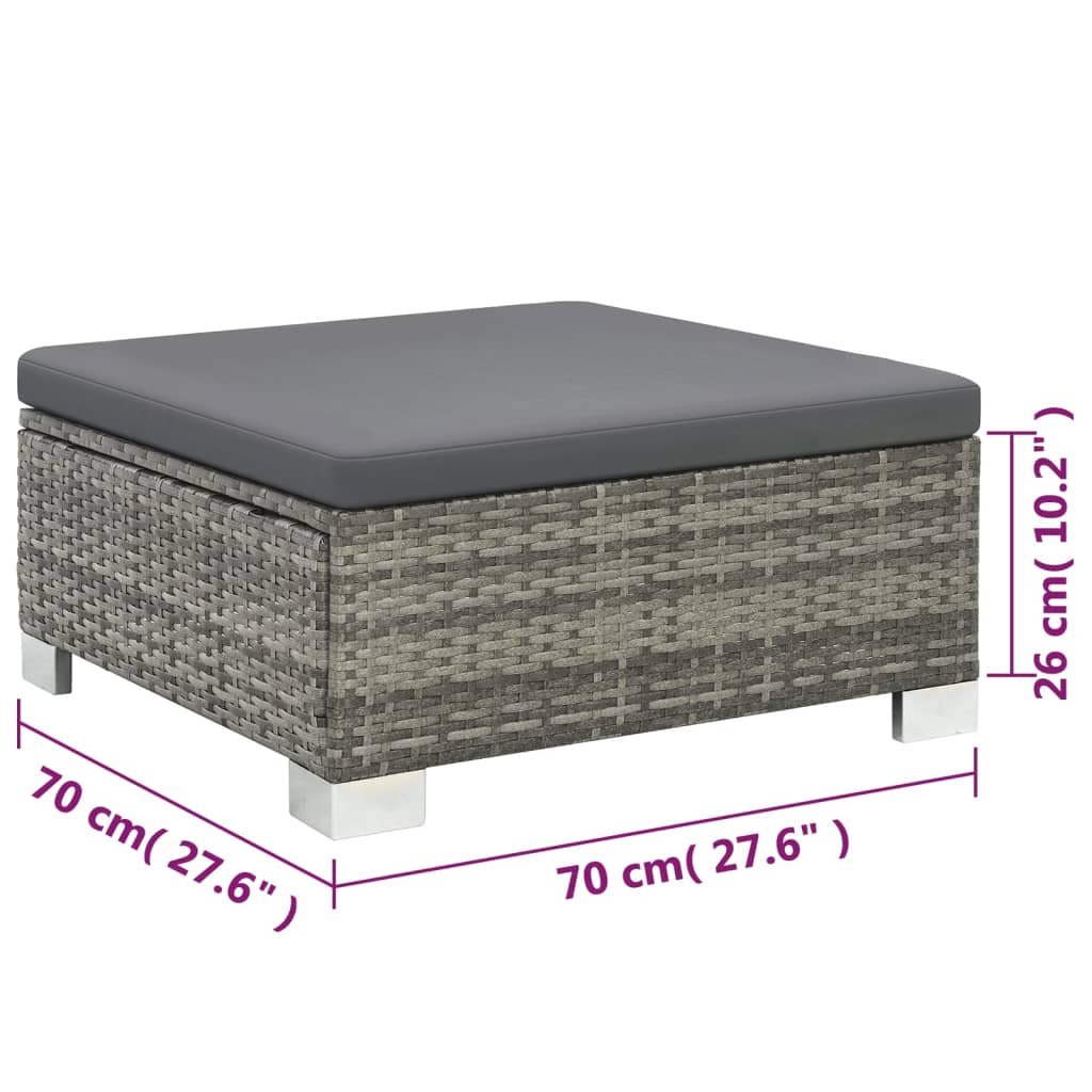 Set de muebles de jardín 10 pzas y cojines ratán sintético gris