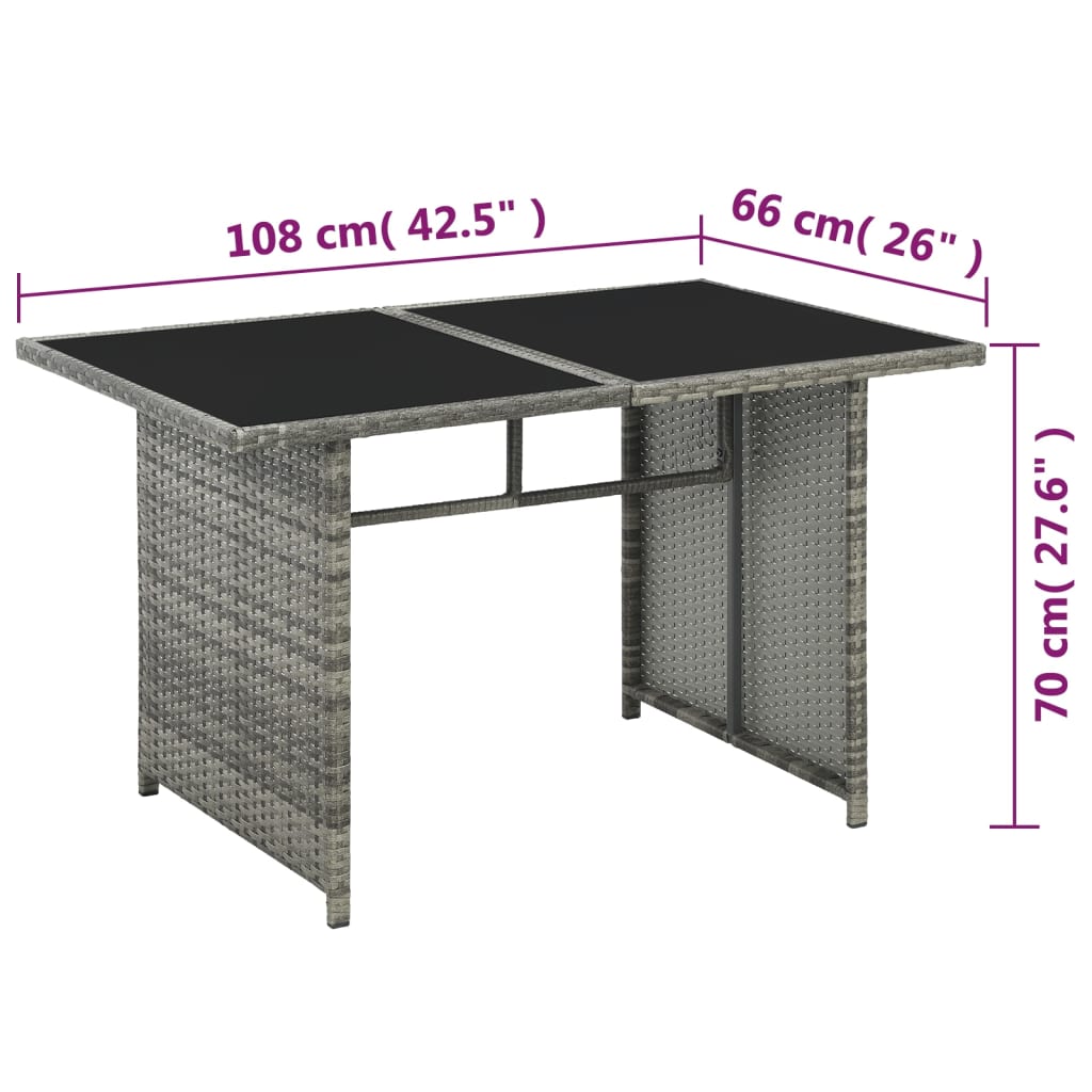 Set de muebles de jardín 10 pzas y cojines ratán sintético gris