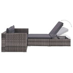 Set de muebles de jardín 3 pzas y cojines ratán sintético gris