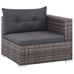 Set de muebles de jardín 3 pzas y cojines ratán sintético gris
