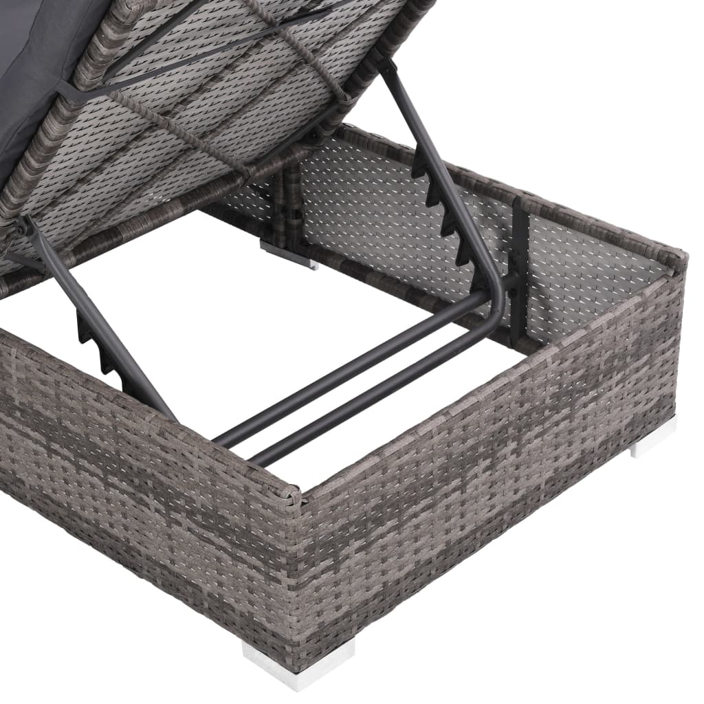 Set de muebles de jardín 3 pzas y cojines ratán sintético gris