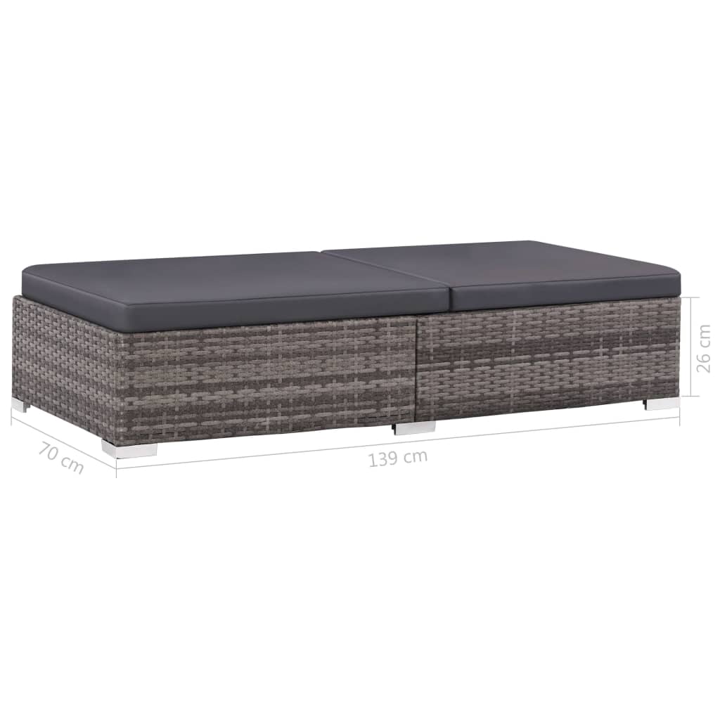 Set de muebles de jardín 3 pzas y cojines ratán sintético gris