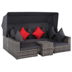 Set de sofás de jardín 7 piezas y cojines ratán sintético gris