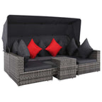 Set de sofás de jardín 7 piezas y cojines ratán sintético gris