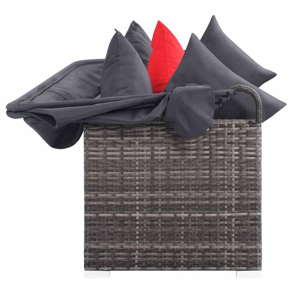 Set de sofás de jardín 7 piezas y cojines ratán sintético gris