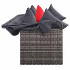 Set de sofás de jardín 7 piezas y cojines ratán sintético gris