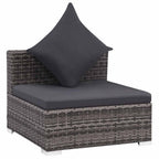 Set de sofás de jardín 7 piezas y cojines ratán sintético gris
