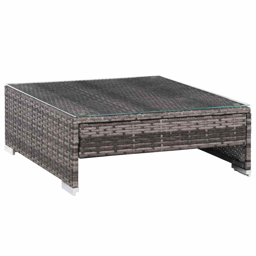Set de sofás de jardín 7 piezas y cojines ratán sintético gris