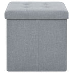 Taburetes almacenaje plegables 2 uds lino sintético gris claro