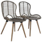 Dining chairs 2 units natural brown rattan