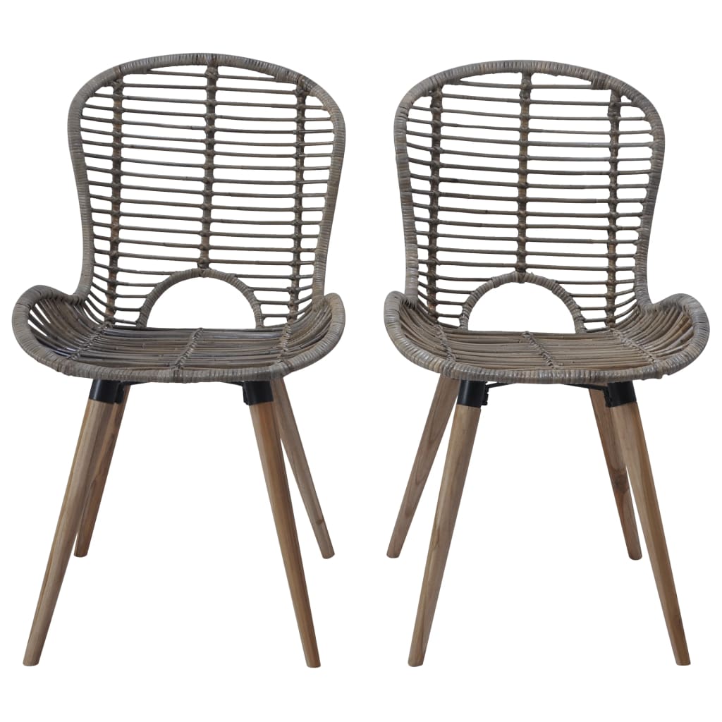 Sillas de comedor 2 unidades ratán natural marrón