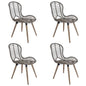 Dining chairs 2 units natural brown rattan