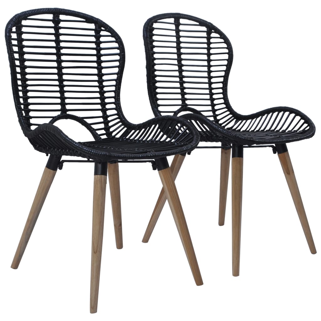 Sillas de comedor 2 unidades ratán natural marrón