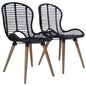 Dining chairs 2 units natural brown rattan