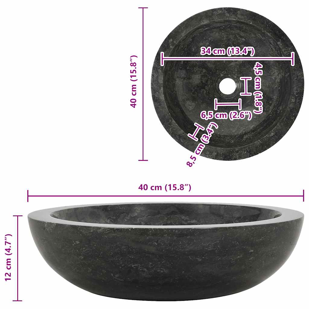Lavabo 40x12 cm mármol negro