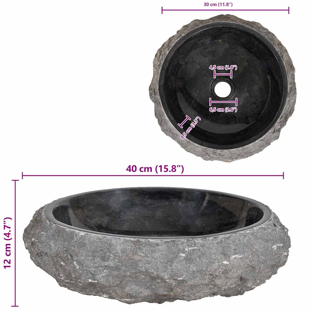 Lavabo 40x12 cm de mármol negro