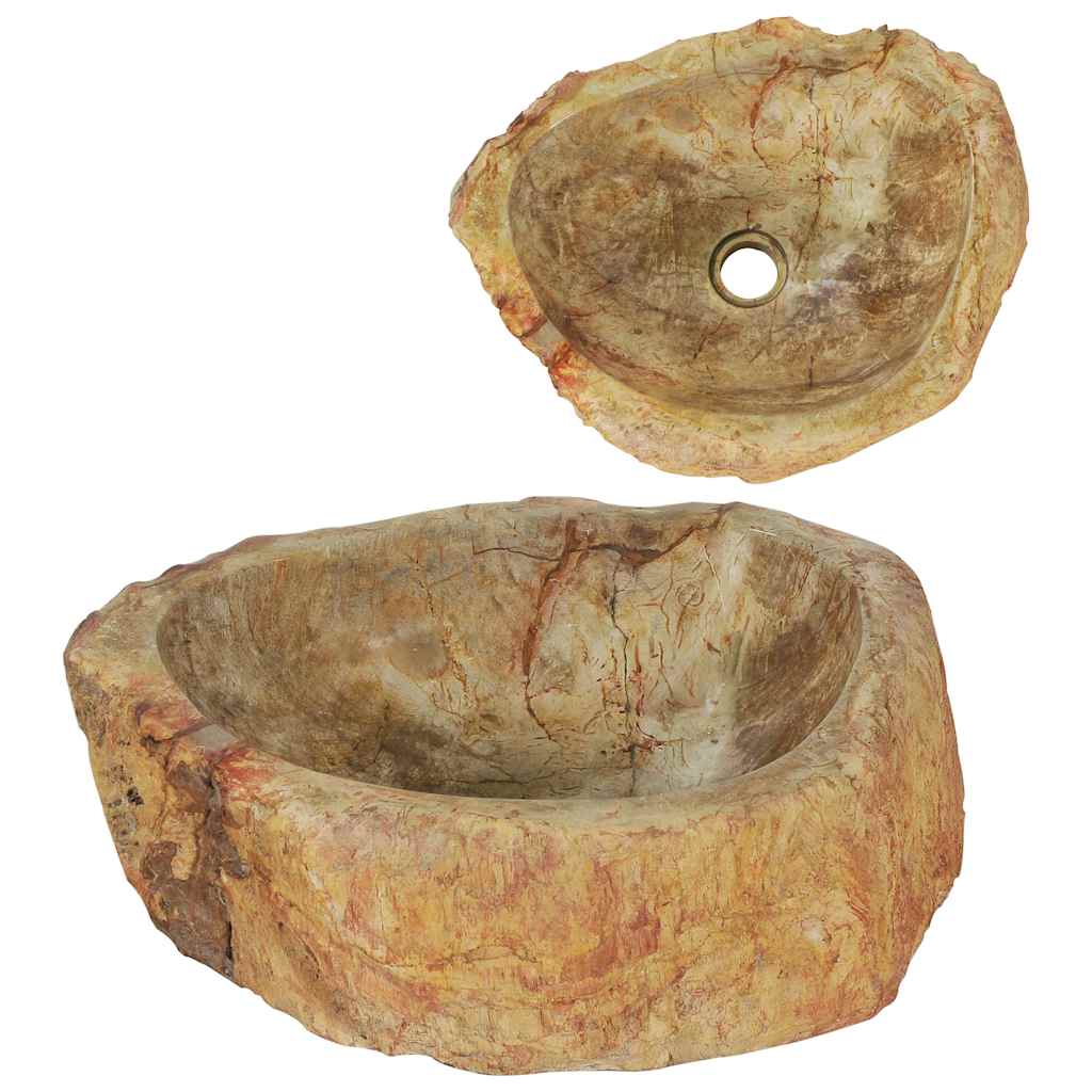 Lavabo de piedra fósil color crema 45x35x15 cm