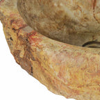 Lavabo de piedra fósil color crema 45x35x15 cm
