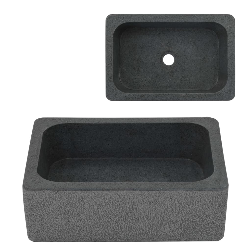 Black river stone sink 45x30x15 cm
