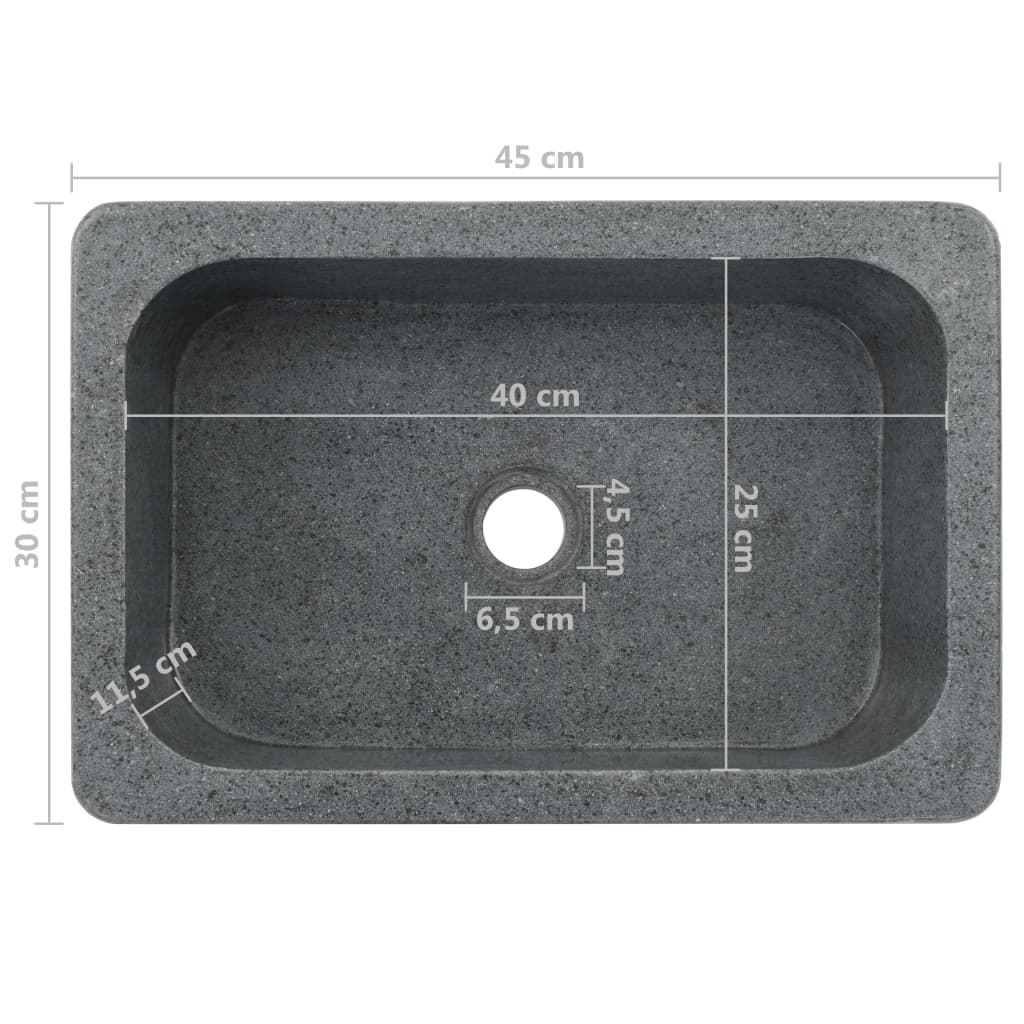 Lavabo 45x30x15 cm de piedra de río negro