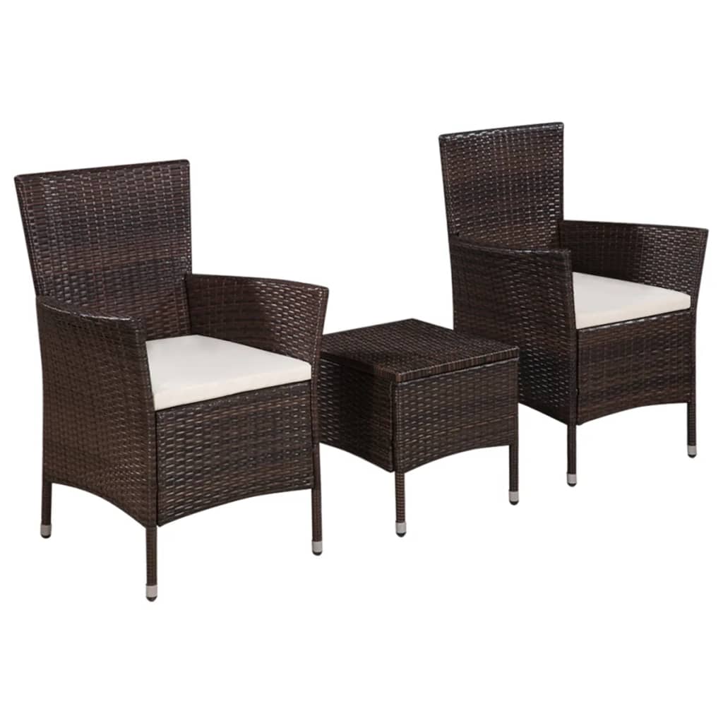 Conjunto de mesa e cadeiras bistrô de jardim 3 pçs vime sintético preto