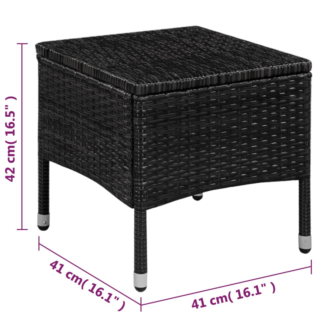 Set mesa y sillas bistró de jardín 3 pzas ratán sintético negro