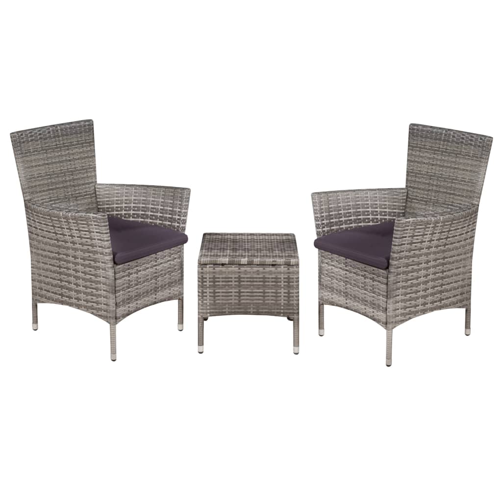Conjunto de mesa e cadeiras bistrô de jardim 3 pçs vime sintético preto