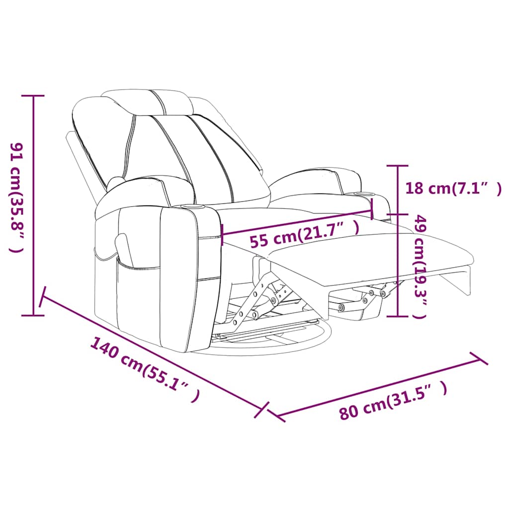 Sillón de masaje mecedora de cuero sintético crema