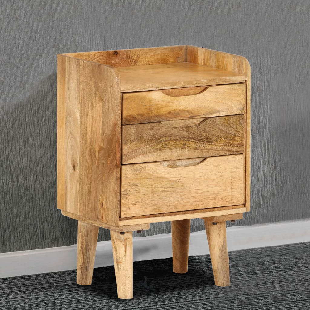Mesita de noche de madera maciza de mango 40x30x59,5 cm