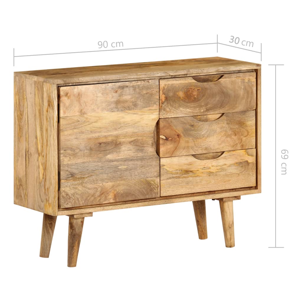 Aparador de madera maciza de mango 90x30x69 cm