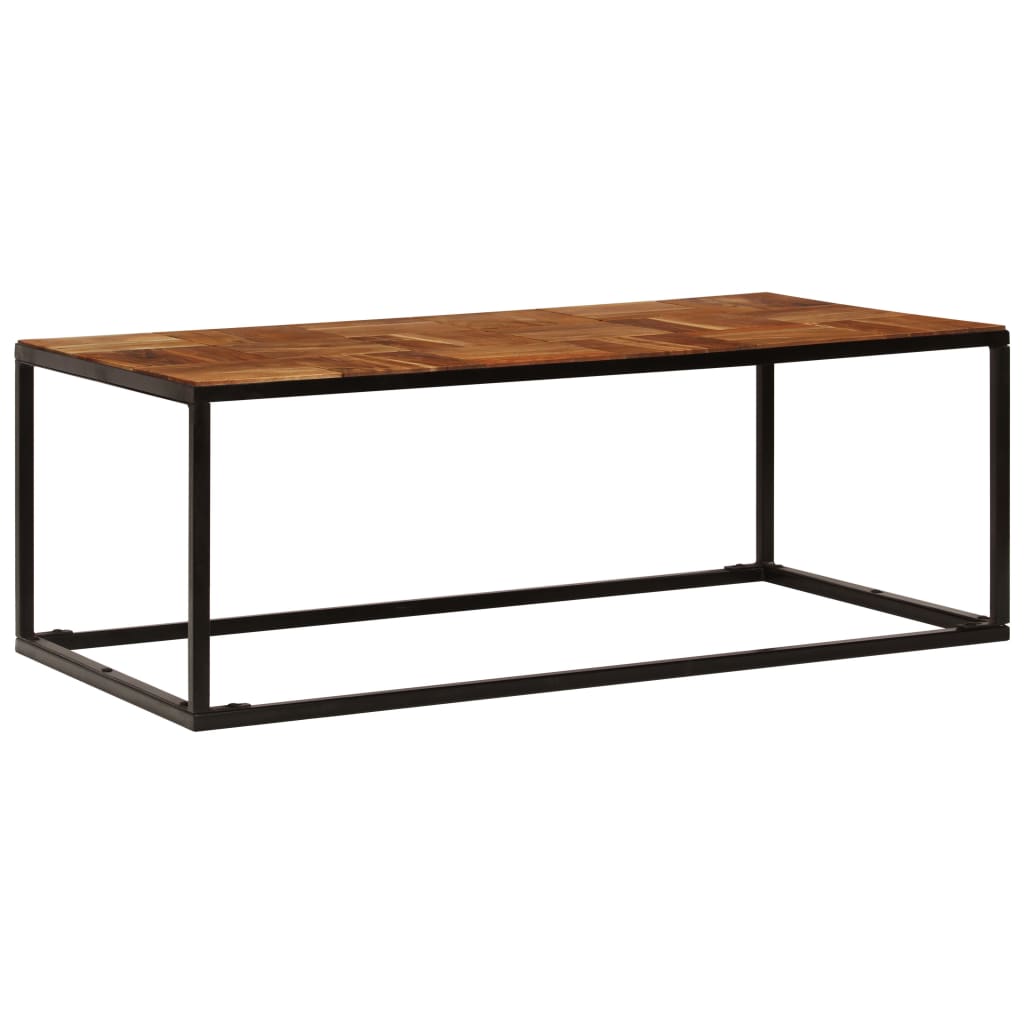 Mesa de centro madera maciza de acacia y acero 110x60x40 cm