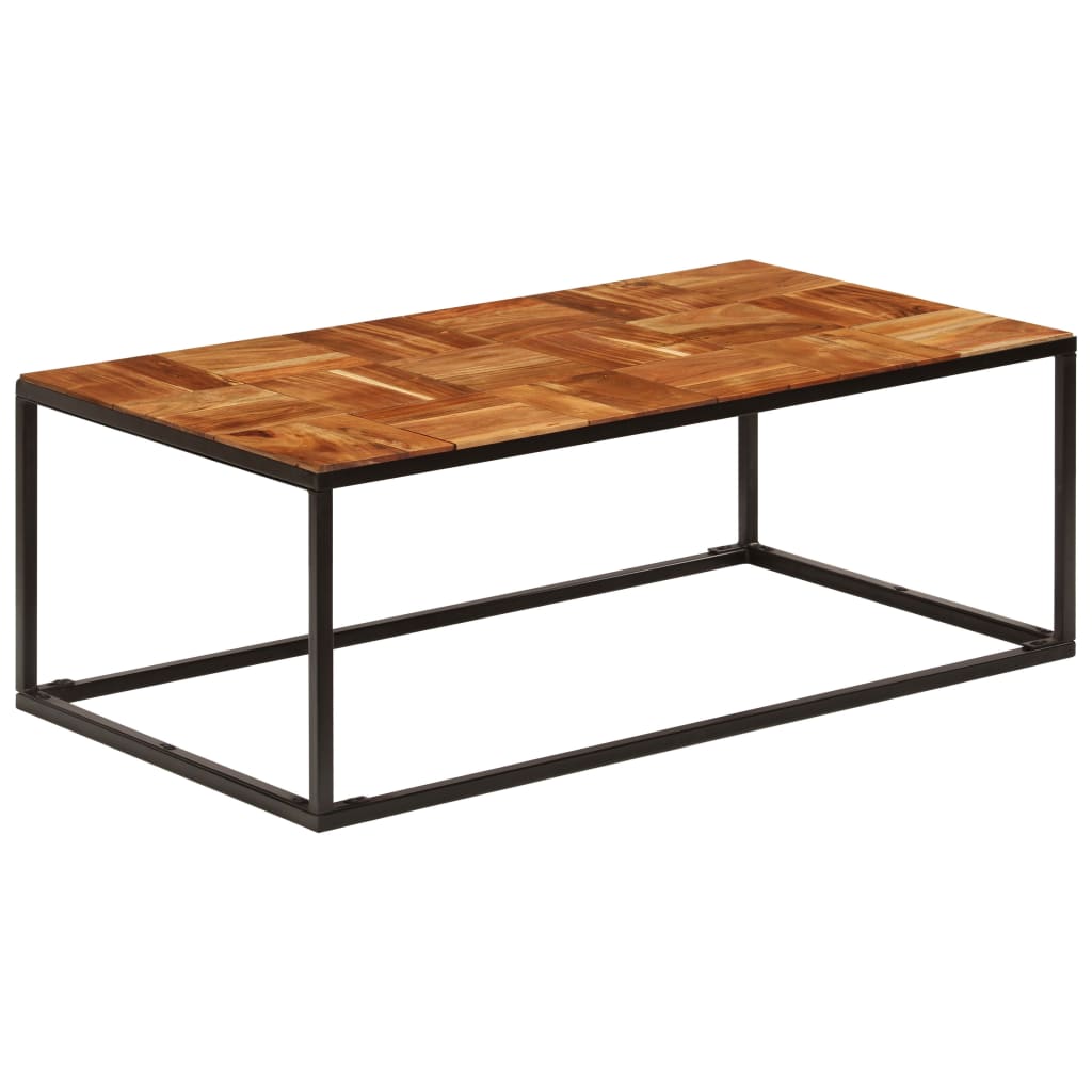 Mesa de centro madera maciza de acacia y acero 110x60x40 cm