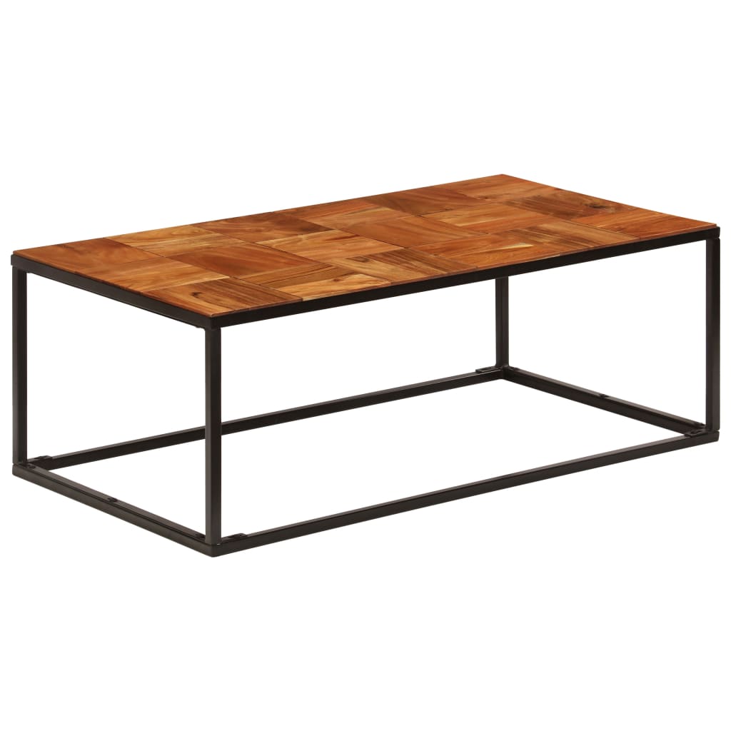 Mesa de centro madera maciza de acacia y acero 110x60x40 cm