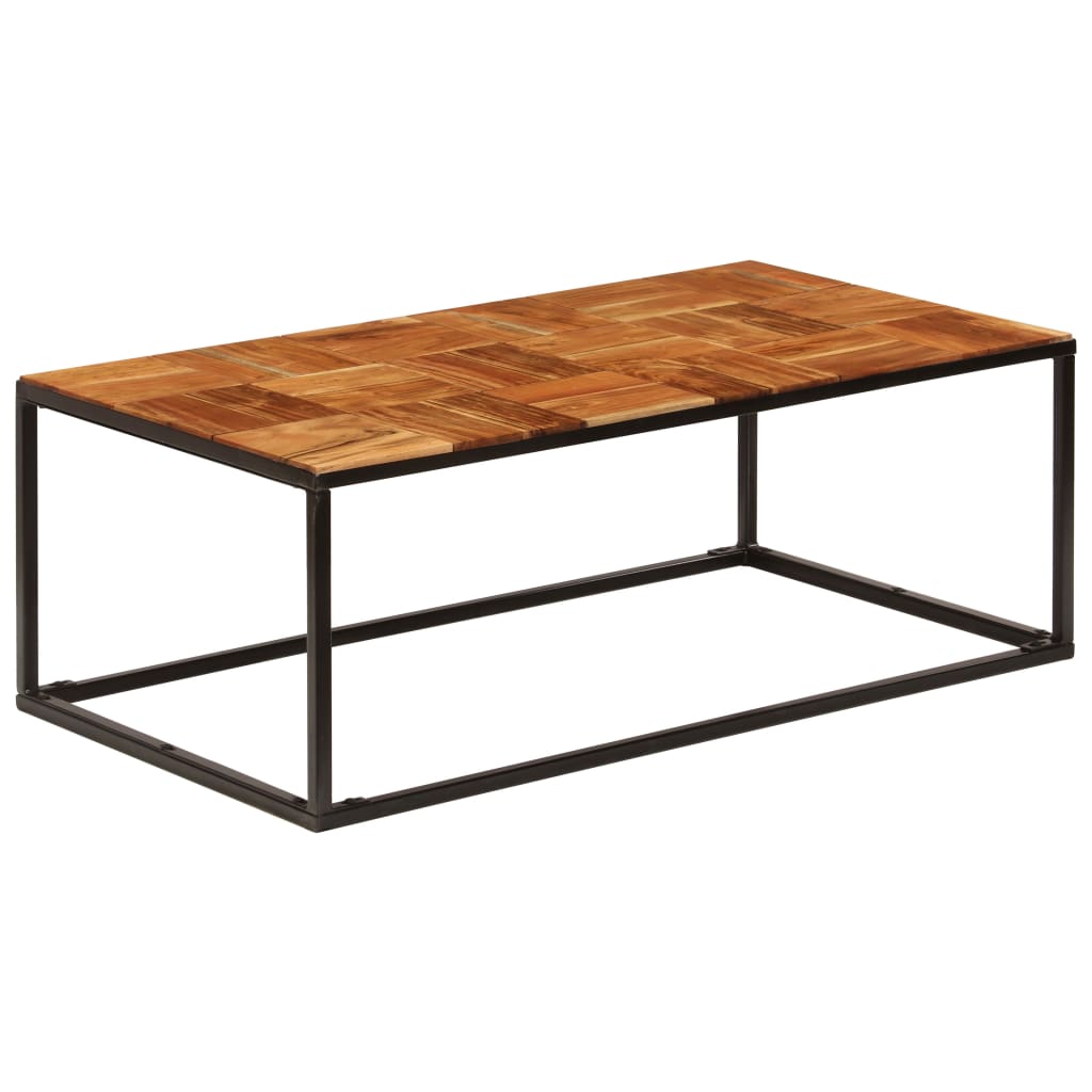 Mesa de centro madera maciza de acacia y acero 110x60x40 cm