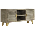 Mueble para TV madera maciza mango con latón gris 110x30x48 cm