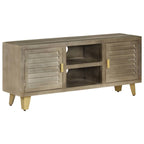 Mueble para TV madera maciza mango con latón gris 110x30x48 cm