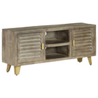 Mueble para TV madera maciza mango con latón gris 110x30x48 cm