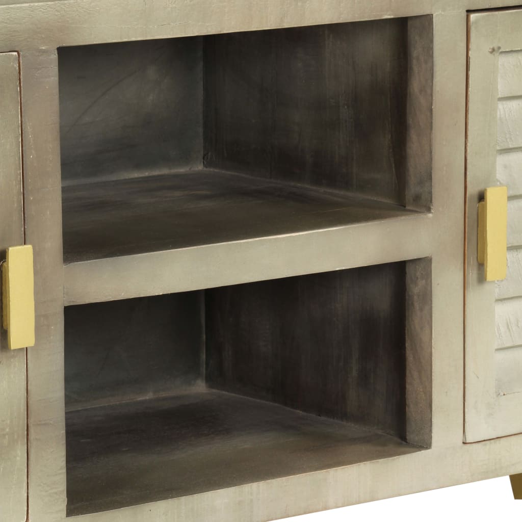 Mueble para TV madera maciza mango con latón gris 110x30x48 cm
